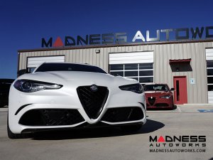 Alfa Romeo Giulia Front V Shield Grill Frame + Emblem Frame Kit - Carbon Fiber - QV Model
